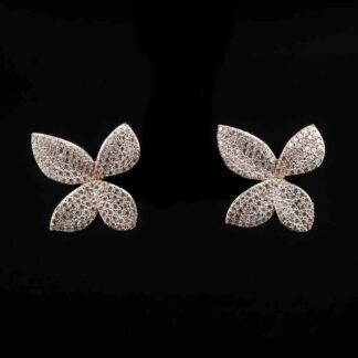 Omnia Golden Butterfly Earrings with High-Quality Zircon Stones in Rhodium Plated