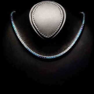 Omnia Saleen Blue Tennis Necklace 3mm 42cm in 92.5 Silver with High Quality Simulated Diamonds