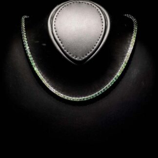 Omnia Saleen Green 3mm Tennis Necklace 42cm in 92.5 Silver High Quality Simulated diamonds