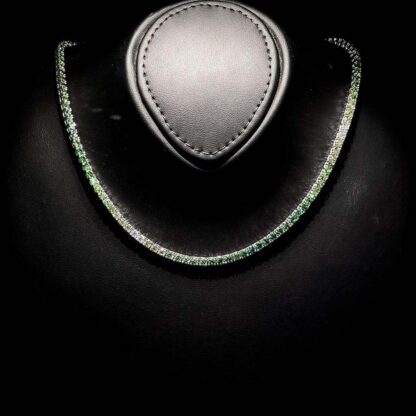 Omnia Saleen Green 3mm Tennis Necklace 42cm in 92.5 Silver High Quality Simulated diamonds