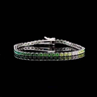 Omnia Tasneem Green 3mm Tennis Bracelet in 92.5 Silver High Quality Simulated diamonds