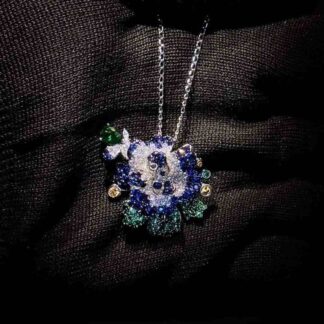 Omnia Lyric Floral Pendant in 92.5 Silver with High-Quality Simulated Diamonds
