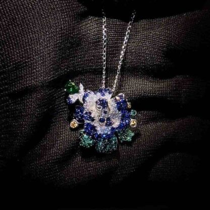 Omnia Lyric Floral Pendant in 92.5 Silver with High-Quality Simulated Diamonds