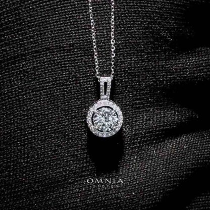 SUPER SALE!!! Omnia Brooklyn Solitaire Pendant Necklace in 92.5 Silver with High-Quality Moissanite Certified Stone