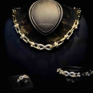 Omnia Infinity Chains Bridal Full Set with High-Quality Simulated Diamonds Gold Plated