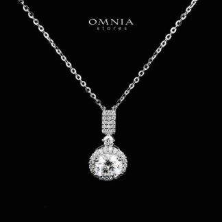Omnia Atyab White Pendant Necklace in 92.5 Silver with High-Quality Moissanite Stones - Silver
