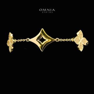 Omnia Golden Clove Bracelet with High-Quality Simulated Diamonds 18k Gold Plated