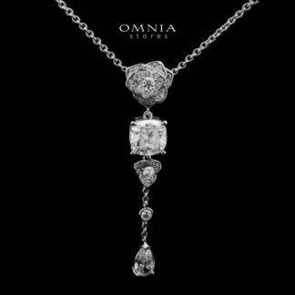 Omnia Nadia Rose Teardrop Necklace 925 Silver in High Quality Moissanite Stone