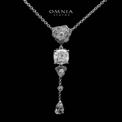 Omnia Nadia Rose Teardrop Necklace 925 Silver in High Quality Moissanite Stone