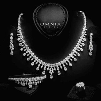 Omnia Nihal White Bridal Full Set in 925 Silver High Quality Simulated Diamonds