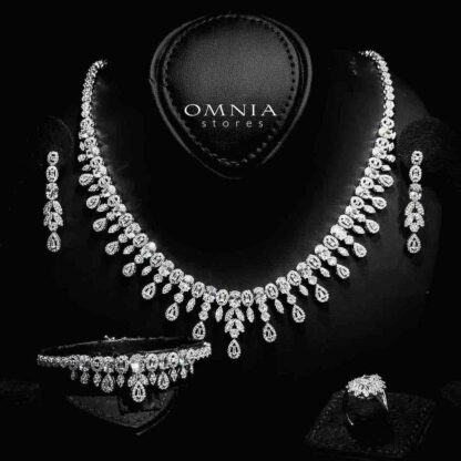 Omnia Nihal White Bridal Full Set in 925 Silver High Quality Simulated Diamonds