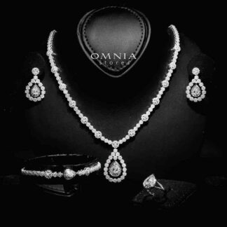 Omnia Sabeen White Bridal Full Set in 925 Silver High Quality Simulated Diamonds