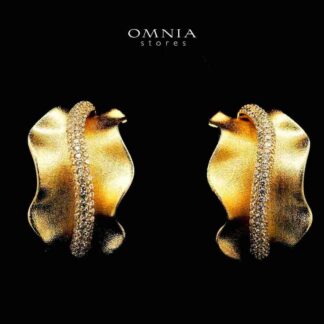Golnoosh Gold Plated Earrings in High Quality Zircon Stone in Rhodium Plated