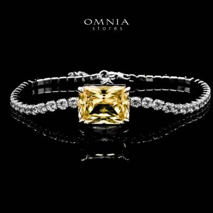 Omnia Gabrielle Yellow Bracelet In 92.5 Silver High Quality Simulated Diamonds
