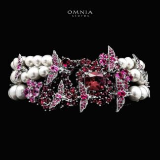 Omnia Pearl Bracelet in 925 Silver with High Quality Simulated Diamonds