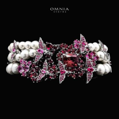 Omnia Pearl Bracelet in 925 Silver with High Quality Simulated Diamonds