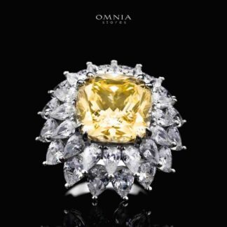 Omnia Thalia Yellow Ring In 925 Silver High Quality Simulated diamonds