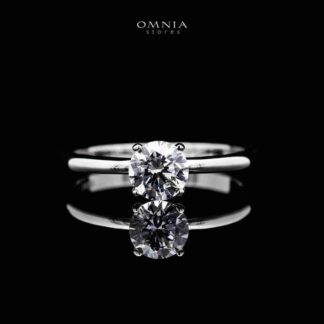 Omnia Jane White Ring Silver Simulated Diamonds