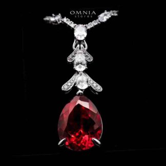 Omnia Munthira Silver Pendant Only In 925 Silver Certifited High Quality Red Lab Grown Stones