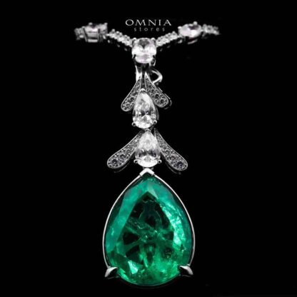 Omnia Lamees Silver Pendant Only In 925 Silver High Quality Green Lab Grown Stones