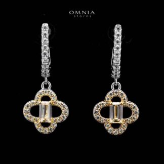 Omnia Amna Gold and White Earrings in 92.5 Silver High Quality Simulated diamonds