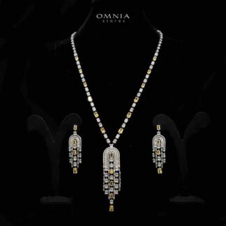 Omnia Jane Yellow Bridal Set in High Quality Zircon Stone in Rhodium Plated