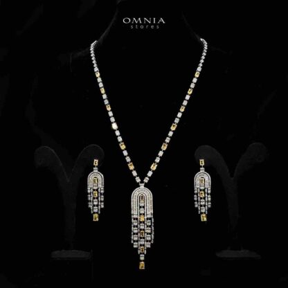 Omnia Jane Yellow Bridal Set in High Quality Zircon Stone in Rhodium Plated