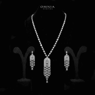 Omnia Jane White Bridal Set in High Quality Zircon Stone in Rhodium Plated