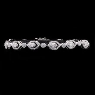 Omnia Rabab White Bracelet in 925 Silver with High Quality Simulated Diamonds