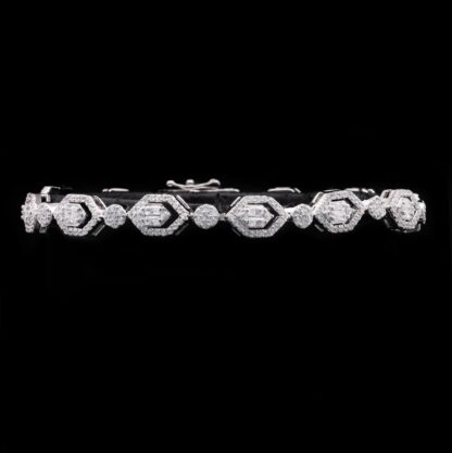 Omnia Rabab White Bracelet in 925 Silver with High Quality Simulated Diamonds