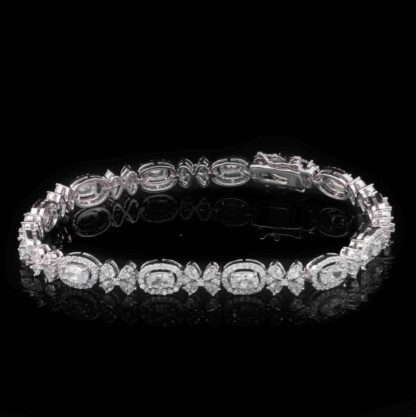 Omnia Zuhra White Bracelet in 925 Silver with High Quality Simulated Diamonds