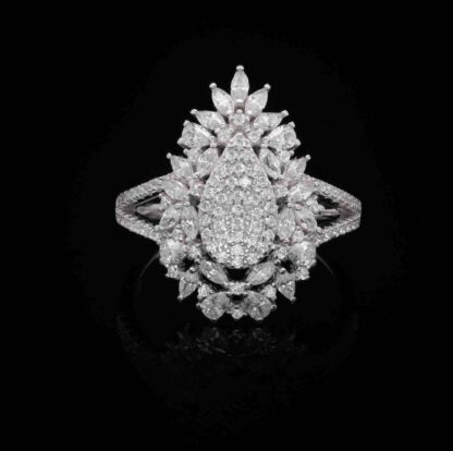 Omnia Samirah White Necklace, Earrings and Ring Set in 925 Silver with High Quality Simulated Diamonds - Image 4