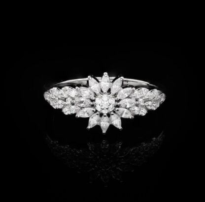 Omnia Rawiya White Necklace, Earrings and Ring Set in 925 Silver with High Quality Simulated Diamonds - Image 4