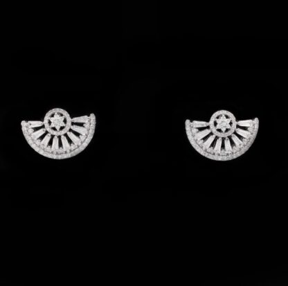 Omnia Mahrukh White Necklace, Earrings and Ring Set in 925 Silver with High Quality Simulated Diamonds - Image 3