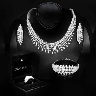 Omnia Ahlina White Bridal Full Set in High Quality Zircon Stone Rhodium Plated