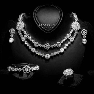 Omnia Esra White Full Set in High Quality Zircon Stone Rhodium Plated