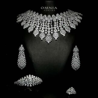 Omnia Asal White Bridal Full Set in High Quality Zircon Stone Rhodium Plated (16cm only available in KSA)