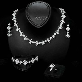 Omnia Daniah White Bridal Full Set in High Quality Zircon Stone in Rhodium Plated