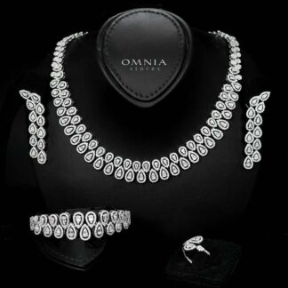 Omnia Kanzah Bridal White Full Set in High Quality Zircon Stone Rhodium Plated