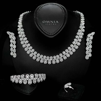 Omnia Kanzah Bridal White Full Set in High Quality Zircon Stone Rhodium Plated