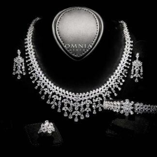 Omnia Amelina Elegance Bridal Full Set with High-Quality Simulated Diamonds Rhodium Plated