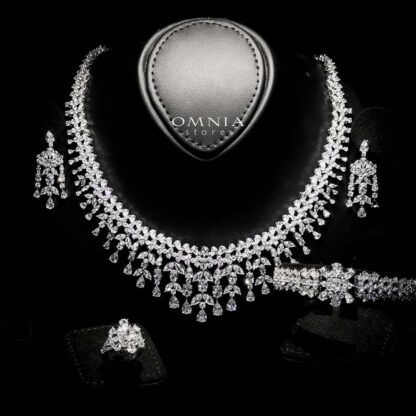 Omnia Amelina Elegance Bridal Full Set with High-Quality Simulated Diamonds Rhodium Plated