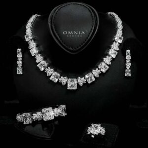 Omnia Amelia White Bridal Full Set in High Quality Simulated Diamonds