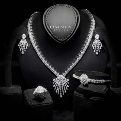 Omnia Asmaa Pure White Bridal Full Zircon Set