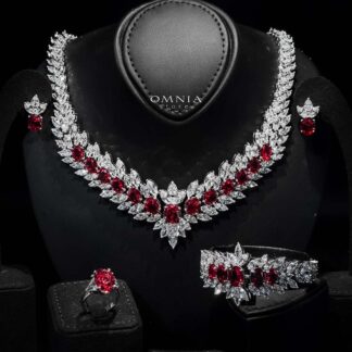 Omnia Buthaina Maroon Bridal Full Set High Quality Simulated Diamonds