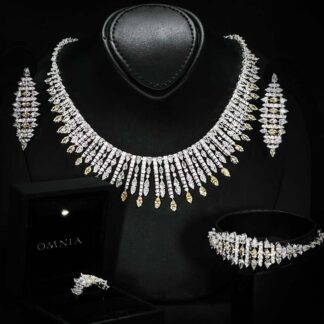 Omnia Lana Yellow Bridal Full Set in High Quality Zircon Stone Rhodium Plated