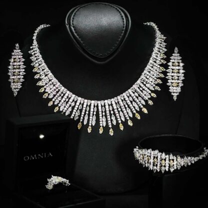 Omnia Lana Yellow Bridal Full Set in High Quality Zircon Stone Rhodium Plated