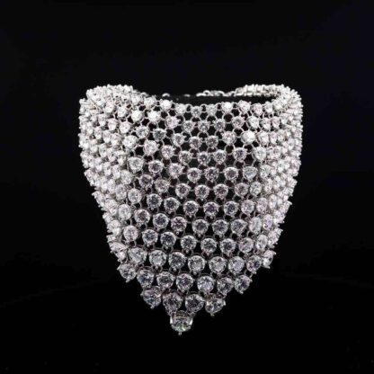Omnia Luxury Simulated Diamond Mesh Bracelet in 925 Pure Silver with High Quality Simulated Diamonds