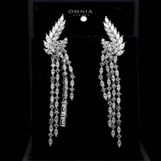 Omnia Aurora Winged Cascade Earrings in 925 Silver with Marquise and Baguette-Cut High-Quality Simulated Diamonds