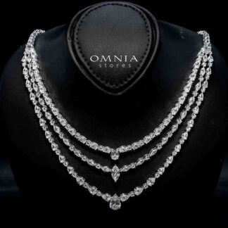 Al Amina Necklace 925 Silver in High Quality Simulated Diamonds